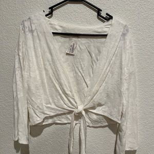 Stillwater White sheer tie crop top